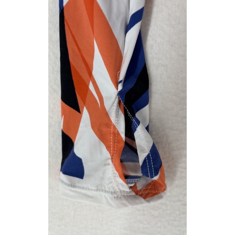 Bikini Lab Womens Long Sleeve Bodysuit Rashguard Zipper Blue Orange White Size S - Picture 3 of 10